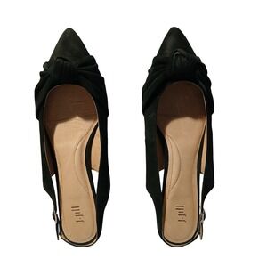 J Jill Black Suede Pointed Toe Bow Slingback Flats Women's Size 9.5